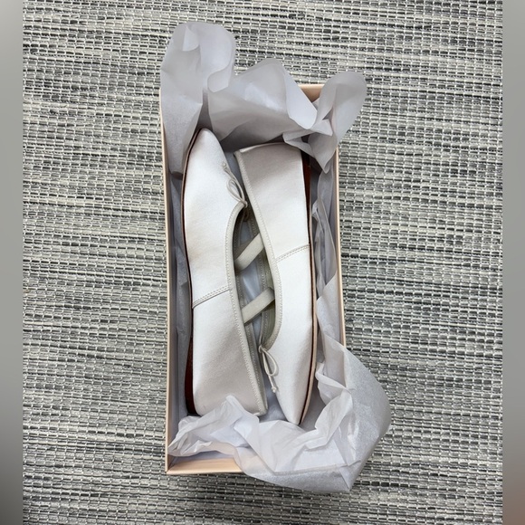 NWB Loeffler Randall Leonie Mary Jane Ballet Flats in Ivory Satin, 7.5 - Picture 4 of 7